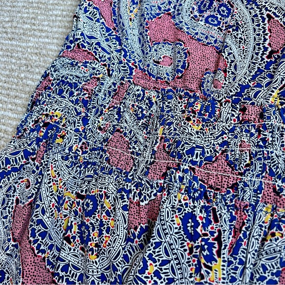 J. Crew Paisley 100% Silk‎ Smocked Waist Women’s Sleeveless Mini Dress Size 2 - Picture 9 of 9